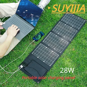 100% Настоящая солнечная панель мощностью 28 Вт, водонепроницаемая USB-батарея, наружное зарядное устройство, портативный банк питания для пеших прогулок, рыбалки, кемпинга, телефонов туристов