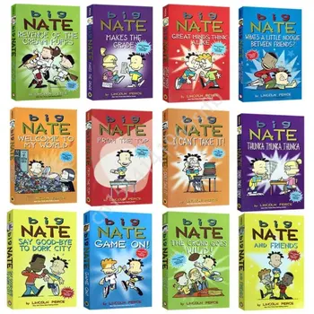 12 Книг Английская версия Big Nate Adventures Полноцветная версия комиксов Детский юмористический мультфильм Bridge Chapter Book