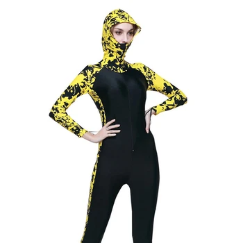 2022 Женский Модный Принт, Цельный костюм для Серфинга с длинным рукавом и капюшоном, Солнцезащитный Крем, Быстросохнущий Костюм для Пляжного Плавания, сноркелинга, Костюм для серфинга