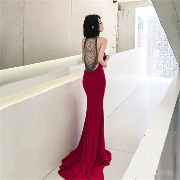 2022 Сексуальное Красное платье для выпускного Вечера без рукавов на Бретелях, Длинное Вечернее платье Русалки, Женское Вечернее платье для вечеринки, одежда для Тостов