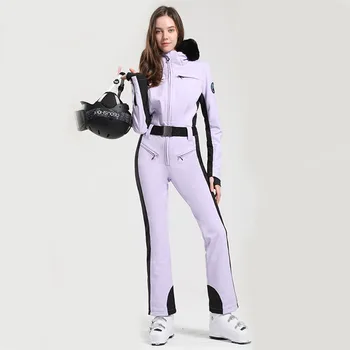 2022, Цельный лыжный костюм для женщин, утепленный Женский комбинезон для сноуборда, Зимний ветрозащитный Водонепроницаемый комбинезон, Одежда для лыжного спорта