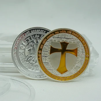 5 шт. Золотые посеребренные монеты Обменные Рыцари Тамплиеры крестоносцы Памятная масонская монета масона