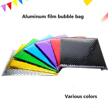 50 шт. /пакет Цветной алюминиевый пленочный мешок с пузырями, противоударный и водонепроницаемый, используемый для логистики одежды, упаковки ювелирных изделий, мешок с пузырями.