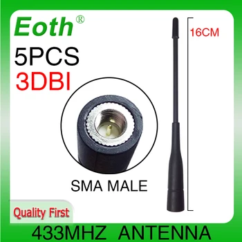 5шт 433 МГц Антенна 3dBi для портативной рации SMA Штекерный разъем 433 МГц антенна IOT 433 м направленная антенна беспроводной связи