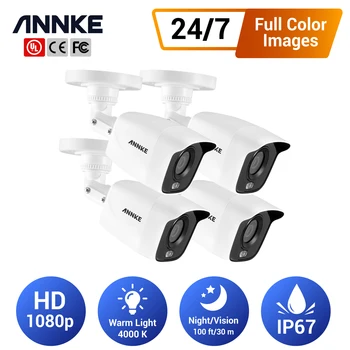 ANNKE 4ШТ 1080p Полноцветные камеры ночного видения Безопасности для 2-мегапиксельных систем видеонаблюдения TVI DVR IP67 Outdoor Indoor Camera Kit