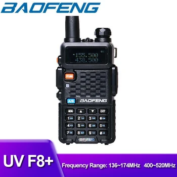 Baofeng UV-F8 + 5 Вт Портативная рация VHF/UHF Двухдиапазонная Портативная CB Ham Радиостанция Любительский Сканер Интерком Охотничий Передатчик