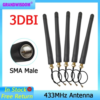 GRANDWISDOM 433 МГц антенна 3dbi sma мужской lora antene iot модуль lorawan antene ipex 1 SMA женский удлинитель с косичкой