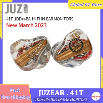 JUZEAR 41T 1DD + 4BA Монитор IEM Наушники 10 Приводов Hi-Fi Наушники-вкладыши Hi-Res Гарнитура С 2-контактным Посеребренным кабелем 0,78 мм