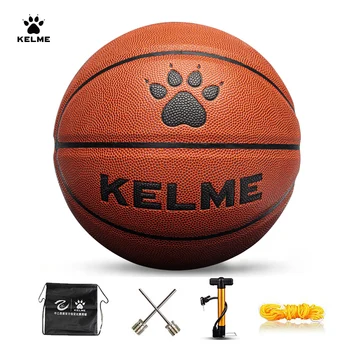 KELME Man Basketball PU Materia Командный спортивный матч, тренировочный баскетбол для помещений и улицы, износостойкий мяч высокого качества, размер 7