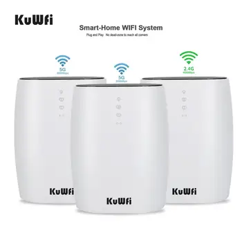 KuWFi 3 шт. сетчатый маршрутизатор для всего дома WiFi AC1200 2,4 G /5,8 ГГц Беспроводной WiFi-маршрутизатор Приложение для удаленного управления 150 + устройствами