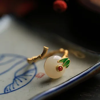 LIVVY/ горячее предложение, бамбуковое кольцо с южным красным агатом, регулируемое кольцо в китайском стиле для женщин, модные украшения для вечеринок, подарки