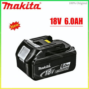 Makita 100% оригинальный 6.0Ah 18V со светодиодной литий-ионной сменной батареей LXT BL1860B BL1860 BL1850 Makita перезаряжаемый электроинструмент