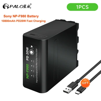 PALO 1шт 10800 мАч NP-F980 NP-F970 NPF960 NPF970 Аккумулятор с USB-выходом для зарядки Sony PLM-100 CCD-TRV35 MVC-FD91 MC1500C