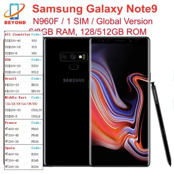 Samsung Galaxy Note9 Примечание 9 N960F 6/8 ГБ ОЗУ 128/512 ГБ ПЗУ 6,4 