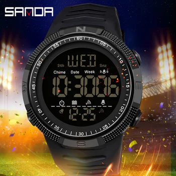 SANDA 6014, Цифровые часы, Мужские 50-метровые Водонепроницаемые спортивные часы, Армейский Военный светодиодный Секундомер, Электронные Reloj Hombre