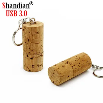 SHANDIAN USB 3,0 Деревянная пробка USB флэш-накопитель деревянная пробка для бутылки флешка 4G 8GB 16GB 32GB 64GB с логотипом брелка по индивидуальному заказу