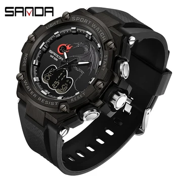 SNADA Новые мужские часы Спортивные электронные наручные часы Водонепроницаемые модные флуоресцентные цифровые кварцевые часы с двойным дисплеем 3171