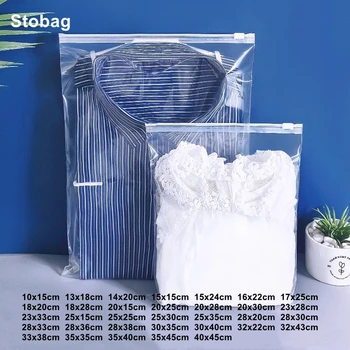 StoBag 50 шт., прозрачная упаковка для одежды, сумки на молнии, Пластиковые прозрачные дорожные герметичные Многоразовые сумки для хранения на молнии Оптом