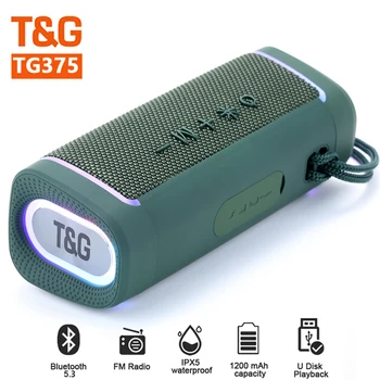 TG375 Мощность 20 Вт caixa de som Bluetooth Динамик Беспроводной Двойной Динамик TFcard Наружный Сабвуфер RGB Красочные Огни с FM-радио