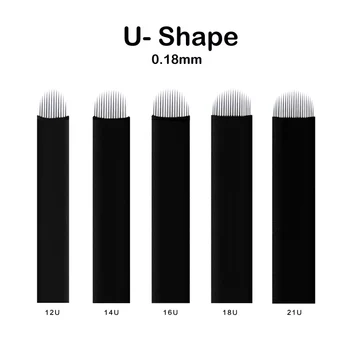 U-образные -0,18 мм черные профессиональные инструменты для татуажа бровей Иглы для микроблейдинга для перманентного макияжа