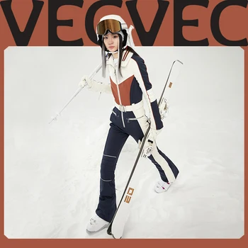 VECVEC Тонкий лыжный Дышащий костюм, Женская одежда для сноуборда, Зимний костюм, Ветрозащитный Водонепроницаемый Цельный нагрудник, Лыжная одежда