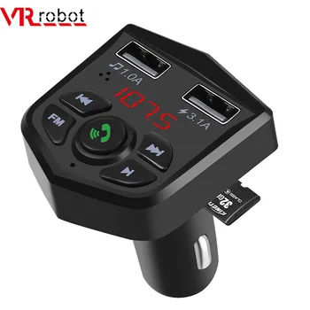 VR робот Bluetooth FM-передатчик Модулятор Беспроводной Громкой связи Автомобильный комплект 5V 3.1A Двойной USB-адаптер Зарядного устройства Аудио Автомобильный MP3-плеер