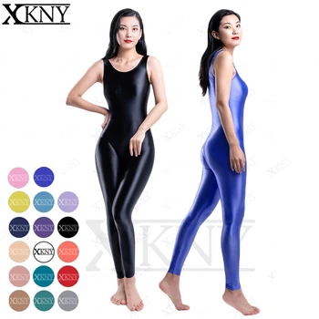 XCKNY атласные глянцевые колготки шелковистой один кусок кожи глянцевый боди брюки унисекс плавать штаны для йоги сексуальные спандекс Зентаи костюм