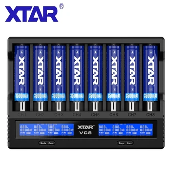 XTAR VC8 Зарядное устройство 2023 Новейший ЖК-дисплей XTAR Зарядное устройство VC8 = VC4 + VC4SL QC3.0 Быстрая зарядка 26650 21700 20700 18650 Аккумулятор