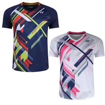 YY Новая мужская футболка для бадминтона, теннисная рубашка, быстросохнущая Женская одежда для настольного тенниса для девочек, теннисная футболка, мужская волейбольная футболка