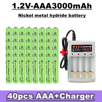 Аккумуляторная батарея AAA, изготовленная из никель-металлогидрида, 1,2 В 3000 мАч, подходит для игрушек, будильников, MP3 и т.д., продается с зарядным устройством