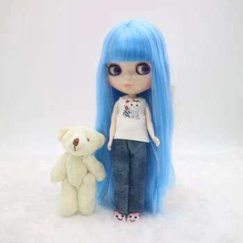 Бесплатная доставка, кукла с голубыми волосами, игрушки blyth с красивыми волосами (BLUS96)