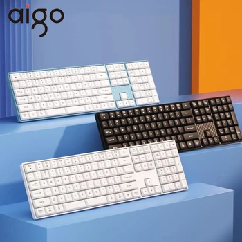 Беспроводная клавиатура Aigo V610 2,4 ГГц, Литиевая батарея TYPE-C, Перезаряжаемая Двухсистемная тонкопленочная клавиатура 110 клавиш для настольного ноутбука