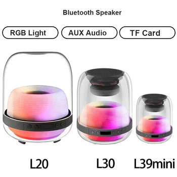 Беспроводной динамик Bluetooth, Хрустальное Стекло, полноэкранный RGB-светильник, звук Hi-FI, Глубокий бас, Игровые колонки для домашнего рабочего стола в подарок