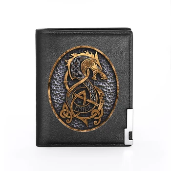 Высококачественный Винтажный чехол Viking Dragon Для Мужчин И Женщин, Кожаный бумажник, Тонкий Бумажник для кредитных карт/удостоверений личности, вставки для коротких кошельков