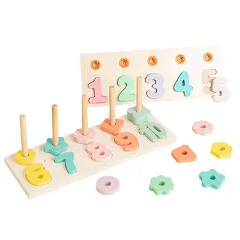 Деревянные Сортировочные Штабелирующие Игрушки Shape Stacker Подбирающая Цвет Игрушка Montessori Math Shapes Puzzle Toys Раннее Обучение STEM Дошкольное