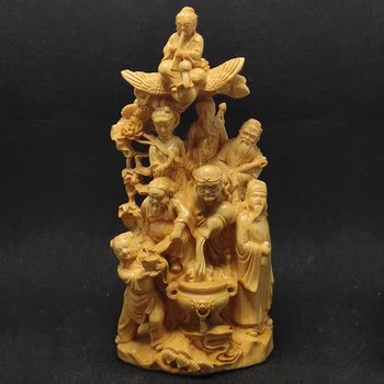 Деревянные телевизионные персонажи из дерева Туя, восемь Бессмертных, пересекающих море, украшение для дома, гостиной