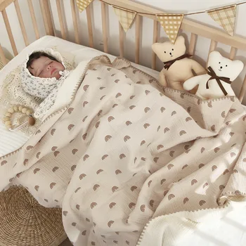 Детские Одеяла для кроватей, 4-Слойное Хлопчатобумажное Пеленальное Муслиновое Одеяло, Постельное Белье, Аксессуары для младенцев, Банное полотенце для новорожденных, Мать и дети