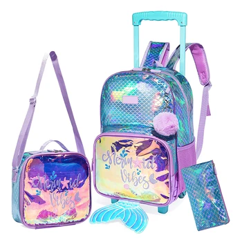 Детские Школьные сумки, детский рюкзак-русалка на колесиках для девочек, Детский Багажный чемодан на колесиках, рюкзаки на колесиках, Дорожная сумка