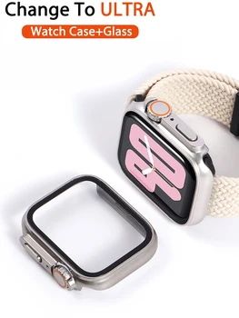 Для Apple Watch Case 45 мм 41 мм 44 мм 40 мм 42 мм PC Фирменное Защитное Стекло Обновление Внешнего вида ультра Аксессуары для Apple Watch 8 7 SE 6 5 4