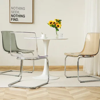 Добавьте акриловый прозрачный обеденный стул модный простой скандинавский стул с бантом, домашнюю спинку, онлайн-стул знаменитостей, средневековую мебель