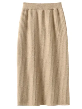 Женская эластичная трикотажная юбка-карандаш, С высокой талией, Короткая и длинная Бандажная юбка, Юбка с разрезом Y2k, Всесезонная, 100% Шерсть