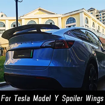 Задняя крышка багажника, спойлер багажника, крылья для Tesla Model Y 2019 20 21 22 23, аксессуары из утиного хвоста из настоящего углеродного волокна, Деталь для укладки