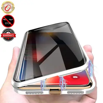 Защитный Магнитный чехол из закаленного стекла для iPhone 11 Pro Max XS MAX XR X 8 7 13 14 Plus SE, металлический бампер на магните, защита от подглядывания