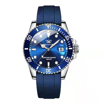 Кварцевые часы мужские с силиконовой лентой, водонепроницаемый календарь, светящиеся модные повседневные мужские студенческие часы