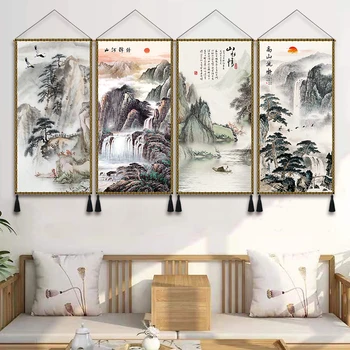 Китайский стиль, Благоприятный Пейзаж, Подвесной Плакат, Ткань, Гобелен, Украшение гостиной, Спальни, Ткань, Подвесная Картина, Настенное Искусство