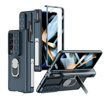 Крышка на магнитных петлях Для Samsung Galaxy Z Fold 4 5G Чехол С Защитой камеры от скольжения Противоударные Чехлы Для Fold4 С ручкой Solt
