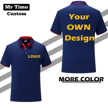 Летняя высококачественная мужская рубашка поло с разноцветным логотипом на заказ