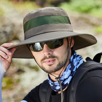 Летняя новая солнцезащитная шляпа с дышащей сеткой, мужская шляпа для рыбалки на открытом воздухе, альпинизма, с большим карнизом, солнцезащитная шляпа рыбака