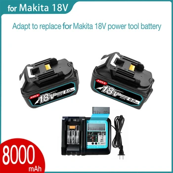 Литиевая Аккумуляторная батарея 18V 8Ah, Для Электроинструментов Makita BL1860 BL1850B BL1850 Сменная Литий-ионная Аккумуляторная батарея 18V + светодиодное зарядное устройство