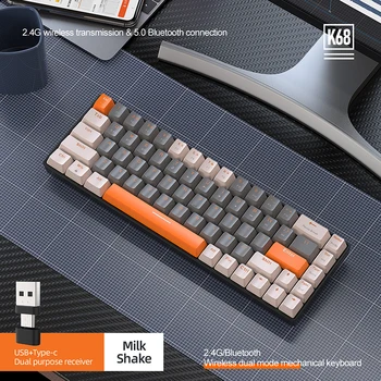 Механическая клавиатура, совместимая с Bluetooth K68, устойчивая к брызгам, бесшумная клавиатура для компьютерного стола
